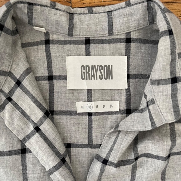 Grayson Women's The Hero Windowpane Neutral Gray & Black Plaid 100% Cotton Sz 2 - Picture 4 of 9